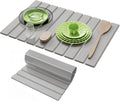 Stone Dish Drying Mats for Kitchen Counter-23.6''x15.3'' Foldable Quick Dry Stone Mat Kitchen,Eco-Friendly,Absorbent Diatomaceous Earth Mats for Dishes Bottles Cups Bathroom Any Countertop-Light Gray
