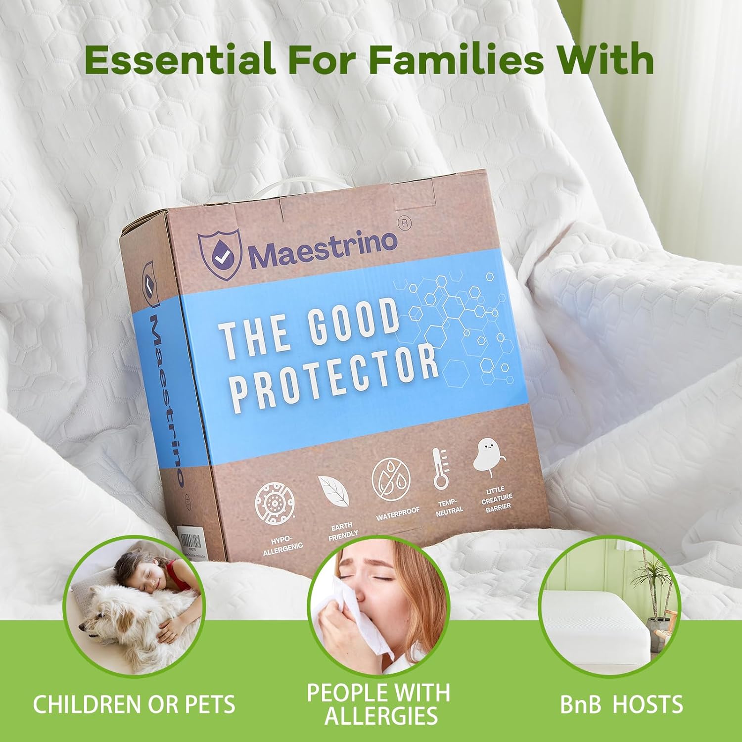Luxury Queen Size Tencel Waterproof Mattress Protector Deep Pocket - Premium Cooling Bed Cover Pad - Hypoallergenic & Allergy-Friendly - Oeko-Tex Certified - Ultra Soft & Breathable