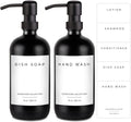 Emerson Essentials Soap Dispenser Set, Dish Soap for Kitchen, Bathroom Set - Hands and Dishes for Home, Farmhouse, Glass Soap Dispenser with Pump and Labels | 16 Oz, 2 Pack