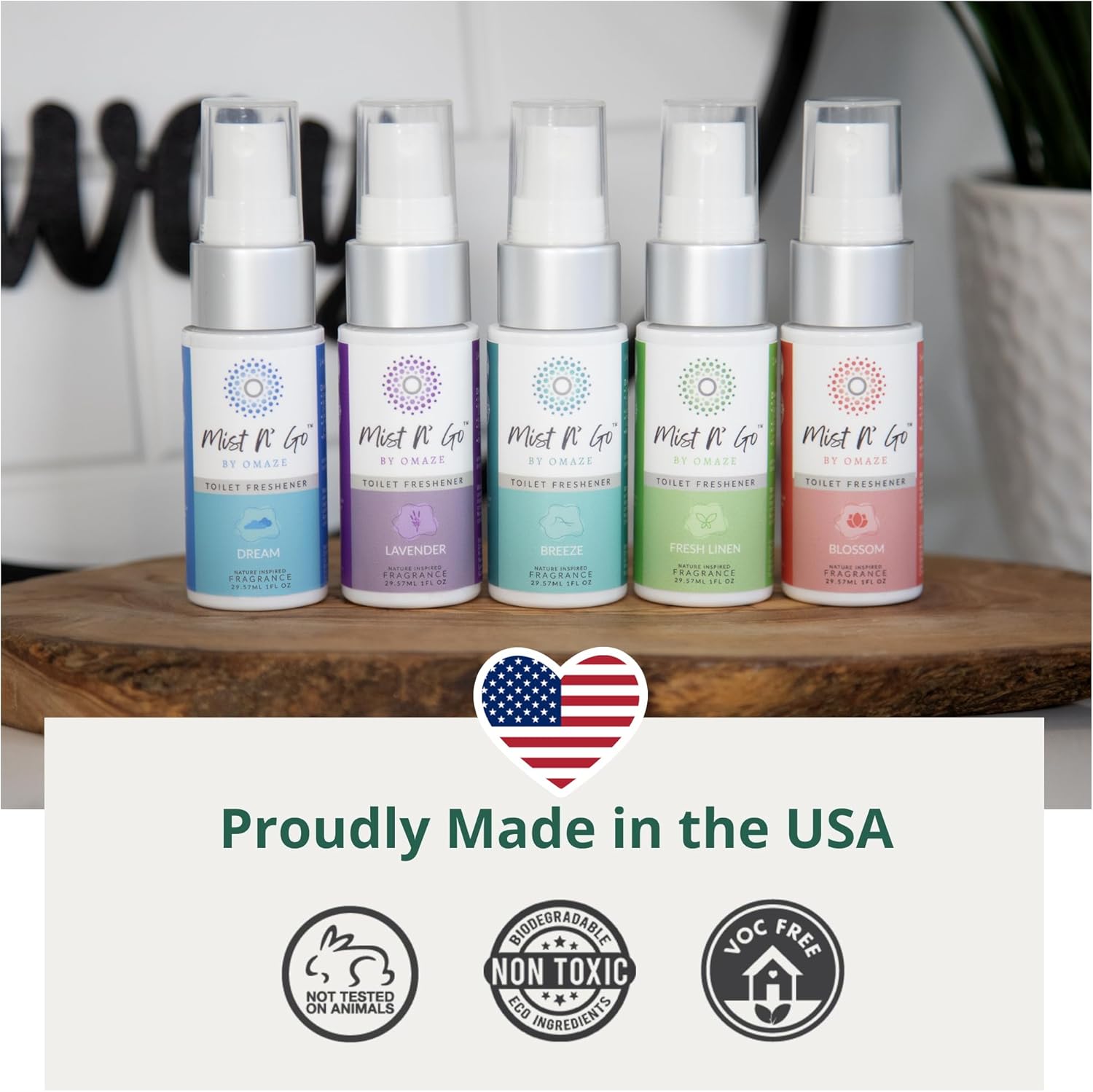 Mist N’ Go by Omaze Travel Bathroom Spray for Toilet Spray Odor Eliminator - Travel Toilet Spray for Bathroom Air Freshener Spray for Bathroom Deodorizer - Dream Travel Size (1oz x1)
