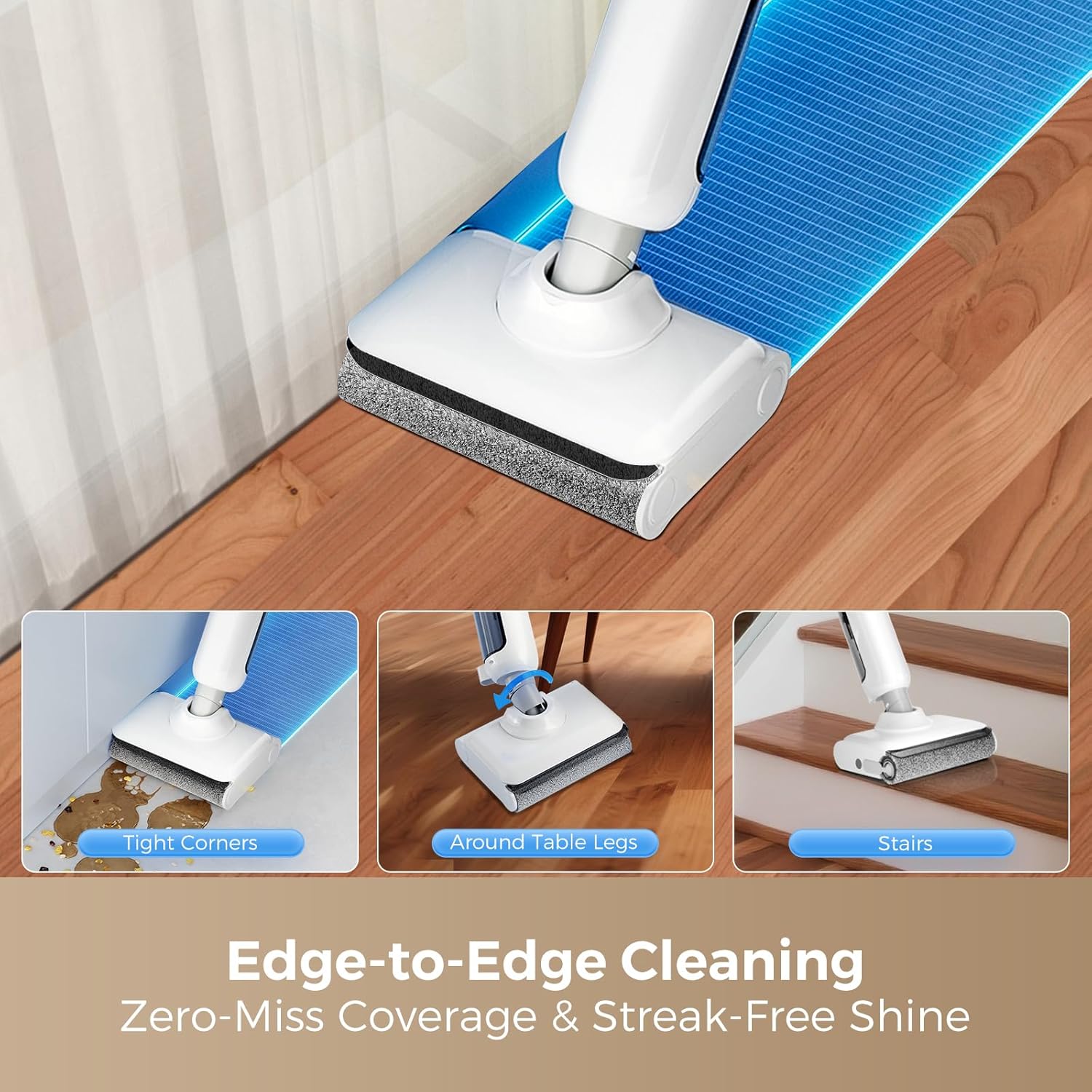 Wet Dry Vacuum Cleaner, 180°Lie-Flat Vacuum Mop All in One with Auto Self-Cleaning, Smart Floor Cleaner Machine for Hard Floor, 35 Mins Runtime, Edge Cleaning, Self-Propelled Vacuum Mop Combo