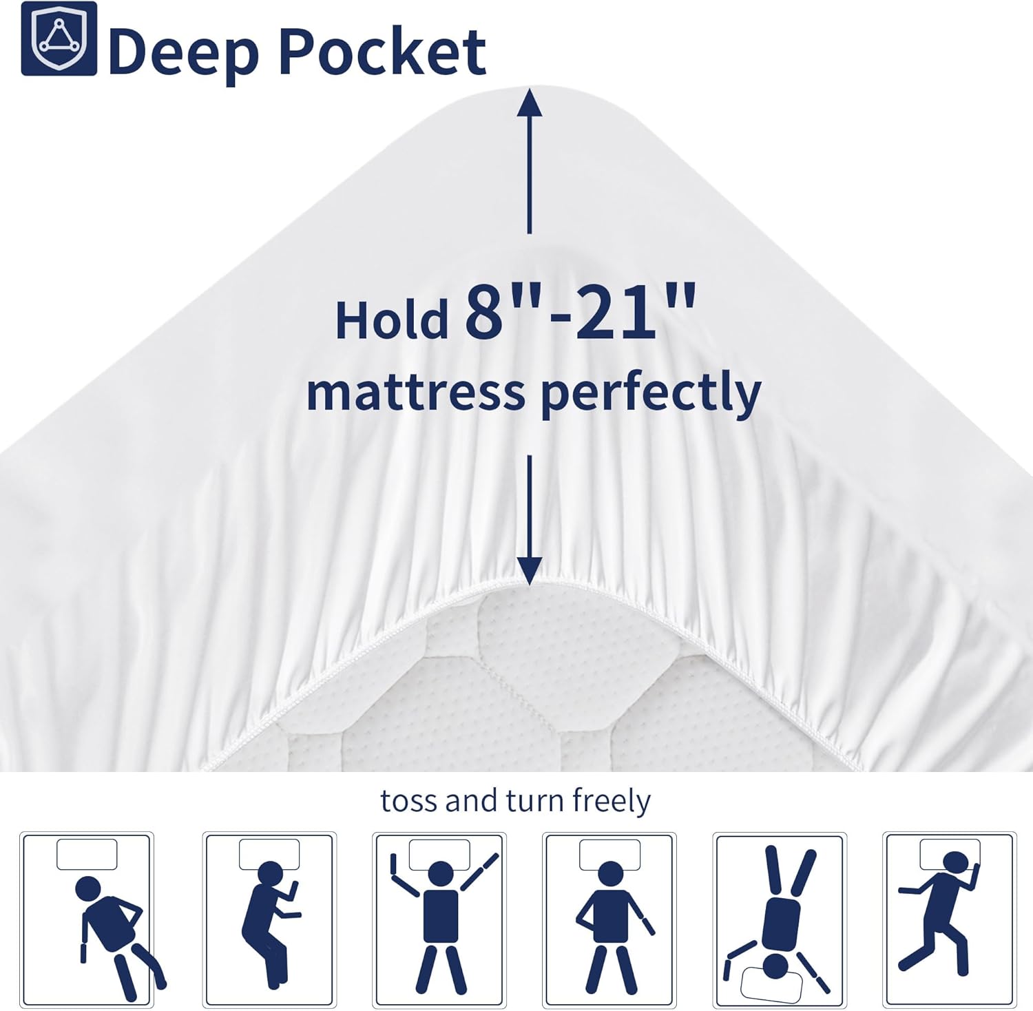 King Mattress Topper Extra Thick Pillowtop Cooling Mattress Topper Plush Mattress Pad Cover Protector with 8-21 Inch Deep Pocket 3D Snow Down Alternative Fill