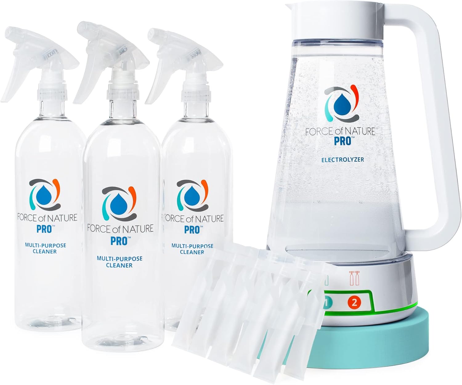 Force of Nature Multi-Purpose Cleaner, Disinfectant & Deodorizer | Kills 99.9% of Germs (Pro Kit (Commercial Use) & 10 Capsules (10mL each))