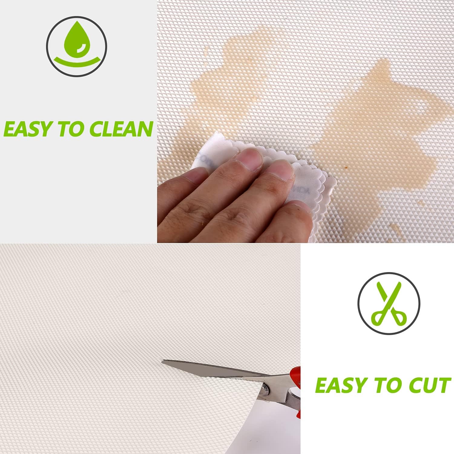 Kitchen Shelf Liner Drawer Liners, Non-Adhesive Refrigerator Liners Waterproof Fridge Mats with Strong Durable Kitchen Cabinets Mat for Drawers, Shelves, Pantry