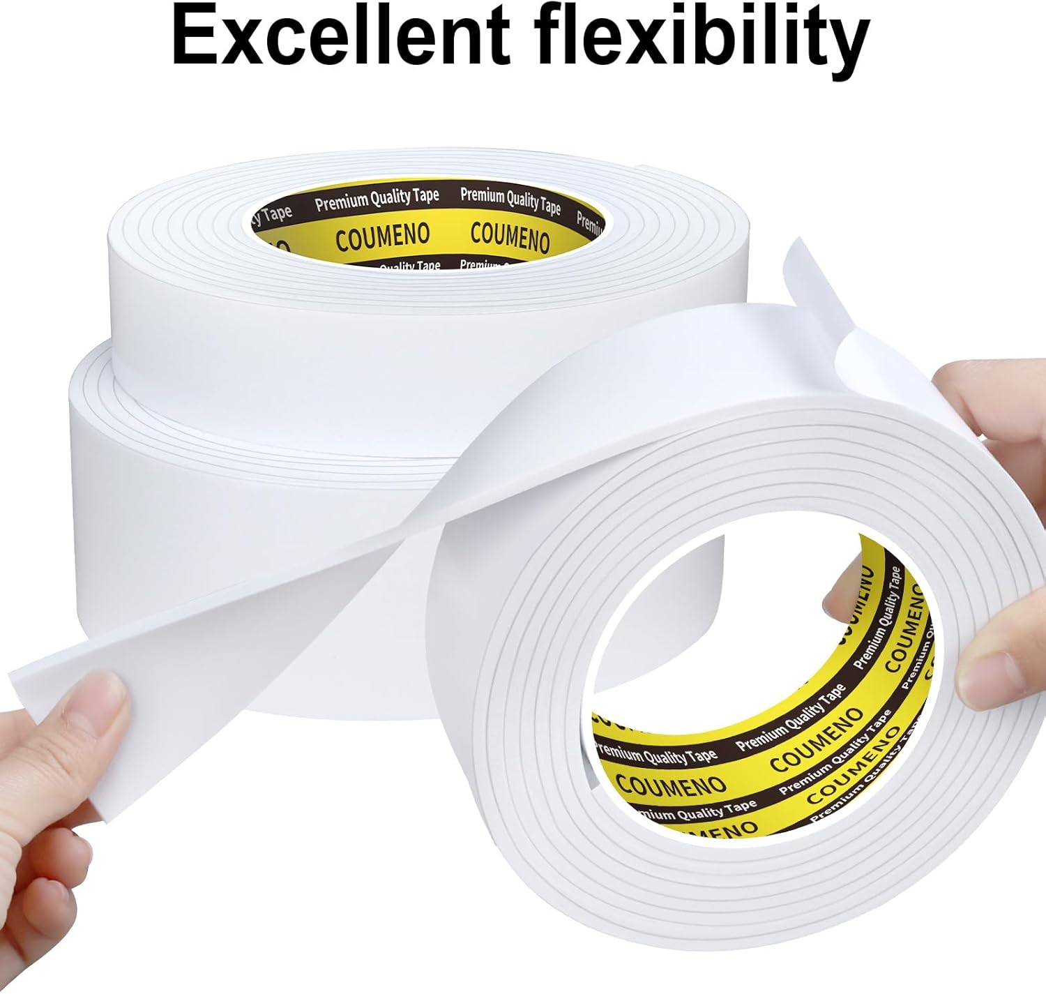 2 Pack EVA Single-Sided Adhesive Foam Tape 1.2inx16.4FT Single-Sided Sealing Strip Foam Pad Sponge Tape Window Weatherproof, Self-Adhesive Insulation Sealing Tape White