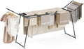 APEXCHASER Clothes Drying Rack Foldable, Large Drying Rack for Clothing Retractable, Winged Laundry Rack Folding Indoor Outdoor, Metal Clothes Airer for Bedding Towel Sweater Heavy Duty, Black