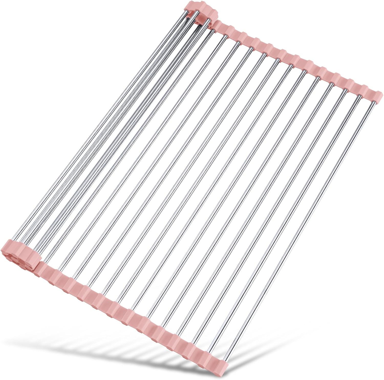 Tomorotec 17.7" x 12.5" Roll Up Dish Drying Rack Over Sink Drying Rack Sink Cover Kitchen Sink Accessories Gadget Multipurpose Organizer Foldable Stainless Steel Drainer