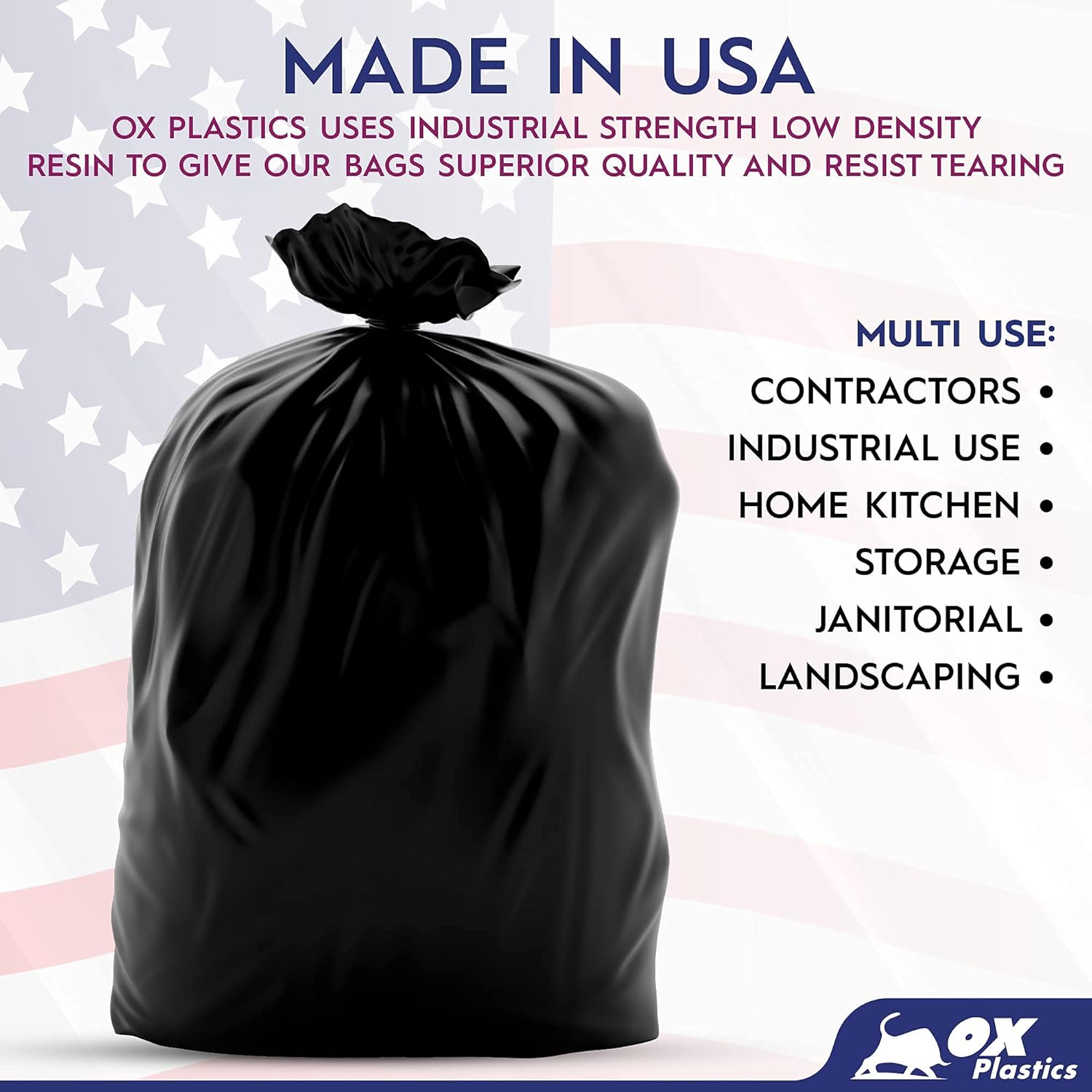 60 Gallon Trash Can Liners Bags - (100 Count) Capacity & 3mil Thick Extra Heavy Duty Strength - Large Garbage, Leak-Proof & Durable Bags Black
