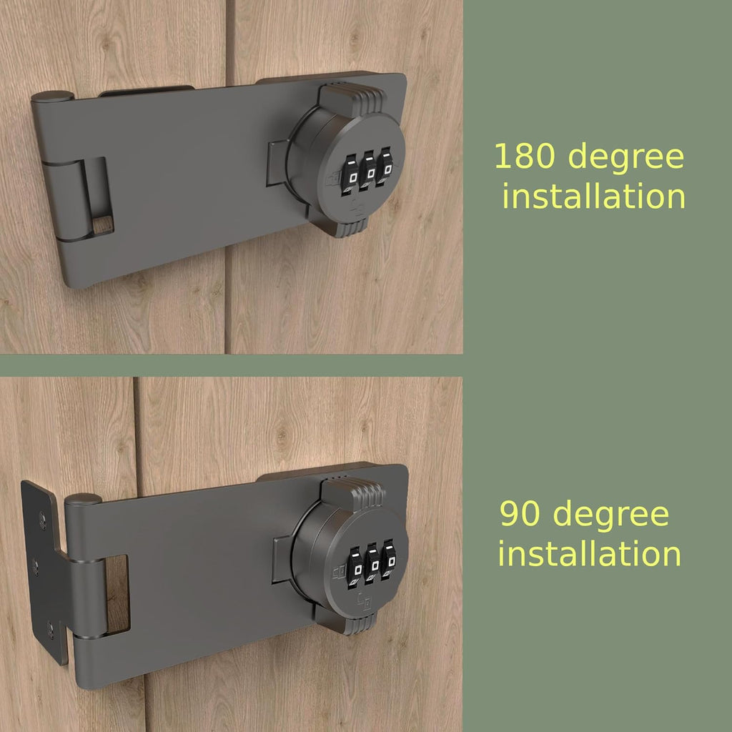 Keyless Combination Lock – 3-Digit Combination Lock for Cabinet Doors – Twist Knob Hasp Latch Lock with Password Code – Zinc Alloy Cabinet Door Latch for Kitchen Drawers, Cabinets, Cupboard (Grey)