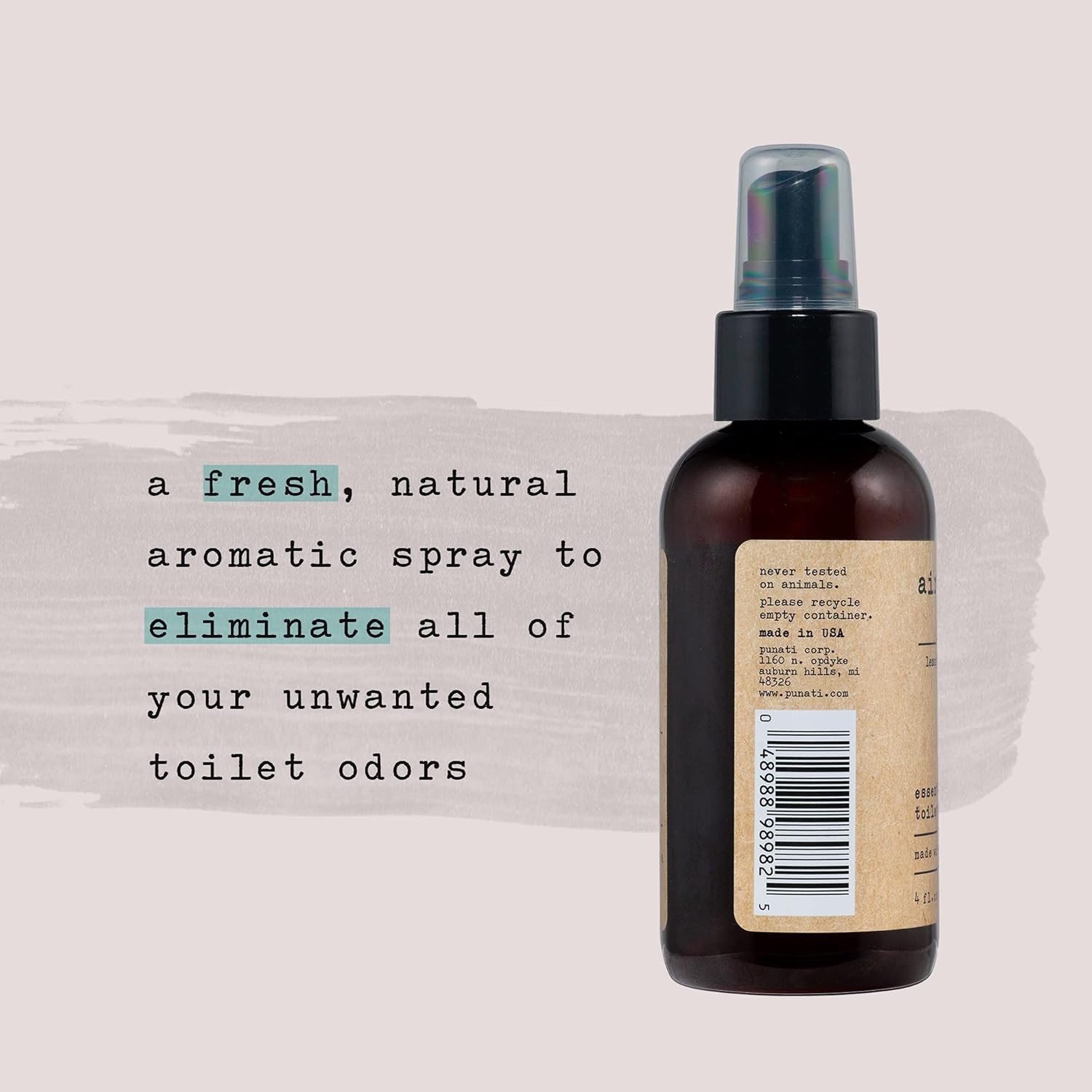 Air Essentials Essential Oil Toilet Spray - Odor Eliminator & Air Freshener - Made with Pure Essential Oils - Lemon Burst - 4 Ounce