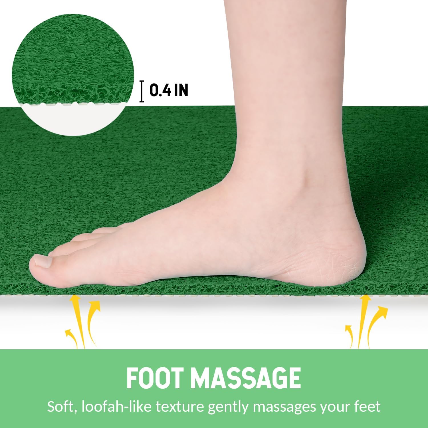 Non-Slip Bathtub Mat, 2 Pack Anti Slip Shower Mat, Fast Drying Bathtub Mats, Foot Scrubber Mat, Anti Slip Mat for Tub, Floor, Bathroom, Kitchen, Home, Hotel (Dark Green 24"×16"+24"×16")