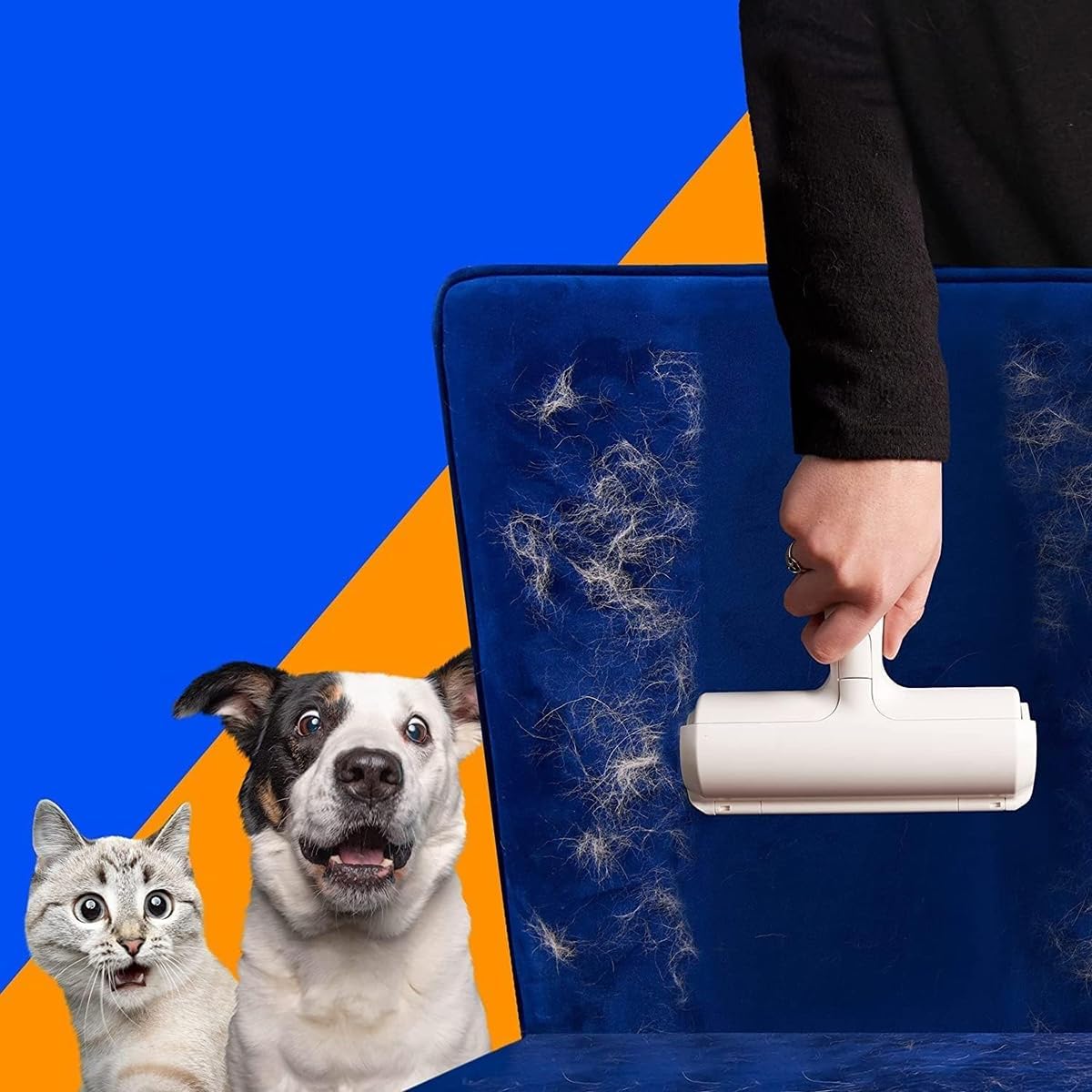 Chom Chom Roller Pet Hair Remover,Ergonomics Handle,Self-Cleaning Base Fabric Shaver,Reusable Lint Rollers for Pet Dog Cat Hair Furniture, Couch, Carpet, Clothing and Bedding