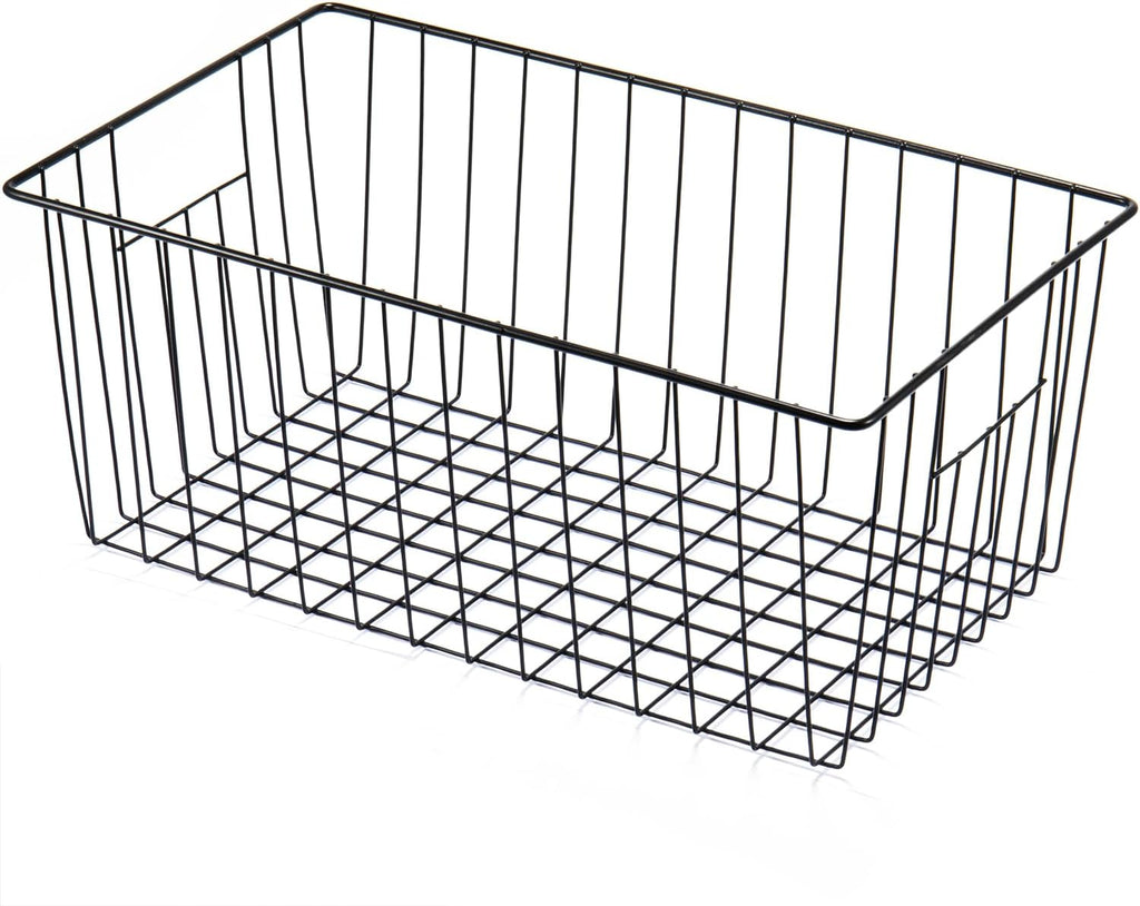 Freezer Organizer Bins, Upright Freezer Baskets for 16, 17, 21 cu.ft Standup Freezer, Durable Freezer Organizer Fully Use Space Improve Air Circulate, 3Pcs, Black