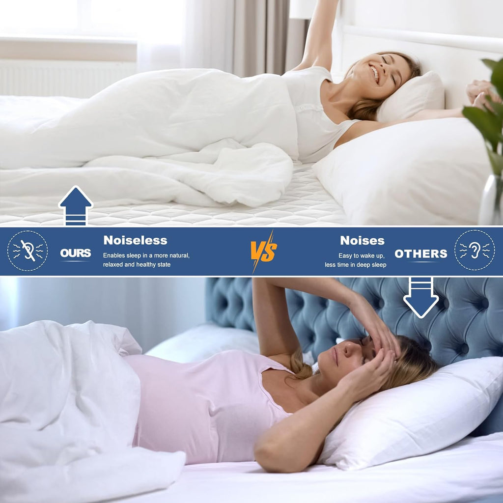 GRT King Mattress Protector Waterproof, 100% Waterproof Quilted Fitted Mattress Pad, Noiseless Hollow Cotton Mattress Cover, fits up to 21" Deep, Dust Proof White