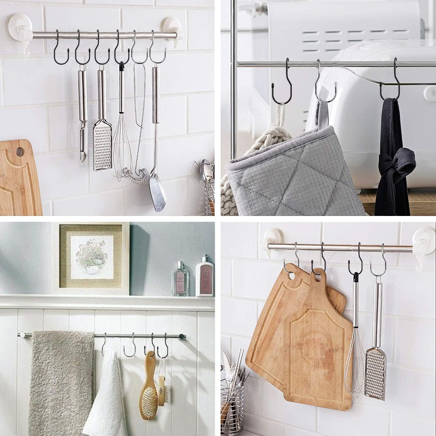 Purse Hanger for Closet, Unique Twist Design Bag Hanger Purse Hooks, 5 inch Large Size Closet Rod Hooks for Hanging Bags, Purses, Handbags, Belts, Scarves, Hats,Clothes, Pans and Pots (12 Pack Black)