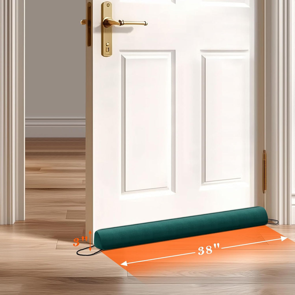 Sunolga 38" Door Draft Stopper Blocks Hot and Cold Air with Removable Washable Cover for Gaps Up to 3", All-Season Seal for Wind, Door Sweep for Bottom of Door and Window, Home Essentials, Dark Green