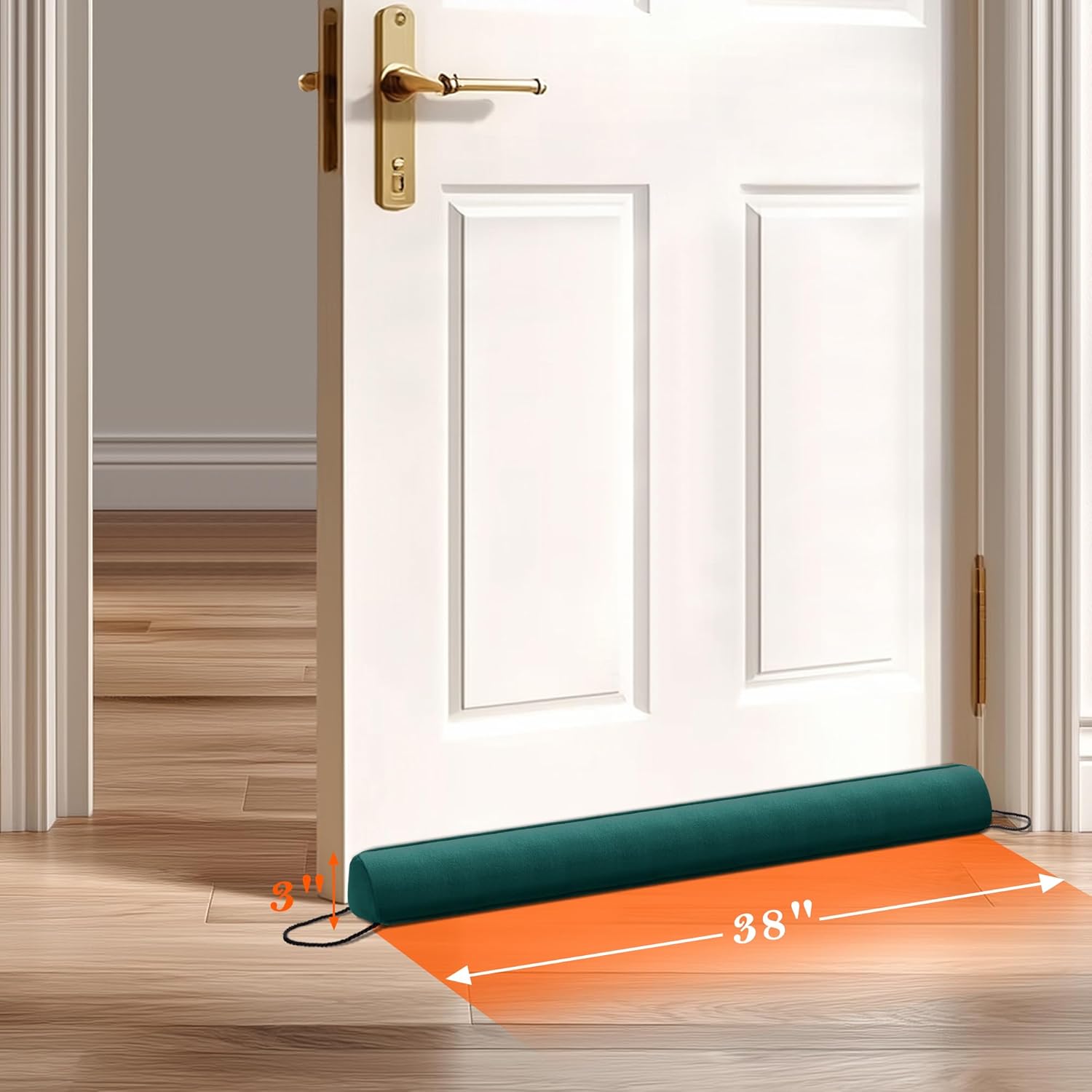 Sunolga 38" Door Draft Stopper Blocks Hot and Cold Air with Removable Washable Cover for Gaps Up to 3", All-Season Seal for Wind, Door Sweep for Bottom of Door and Window, Home Essentials, Dark Green
