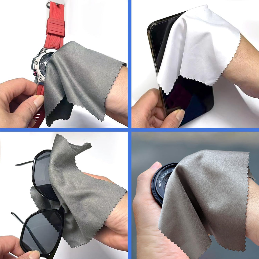 Microfiber Cleaning Cloths (30 Pack), 6x7 Inch – Soft Lens & Glasses Cleaning Cloth for Eyeglasses, Camera Lenses, Screens, and All Delicate Surfaces