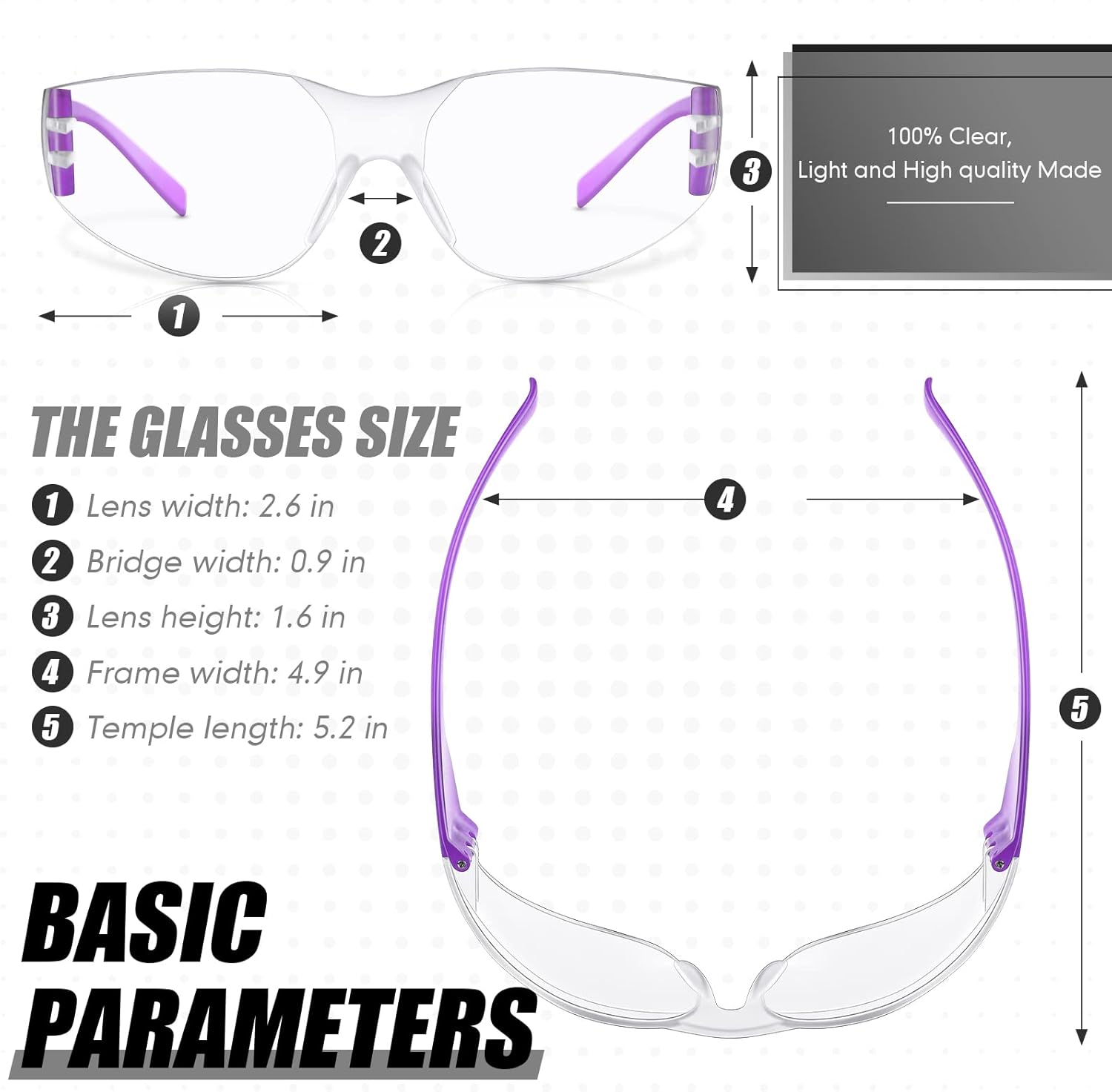 Chumia 64 Pcs Kids Safety Glasses Scratch Impact Resistant Safety Goggles Anti Fog Protection Glasses with Clear Lens