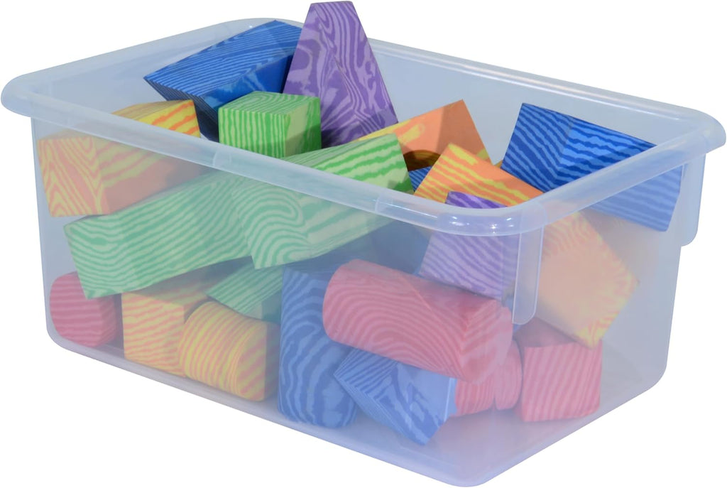 Wood Designs Cubby Storage Bin, Heavy Duty Plastic Containers for Kids Translucent Clear Cubby Tray Set of 30