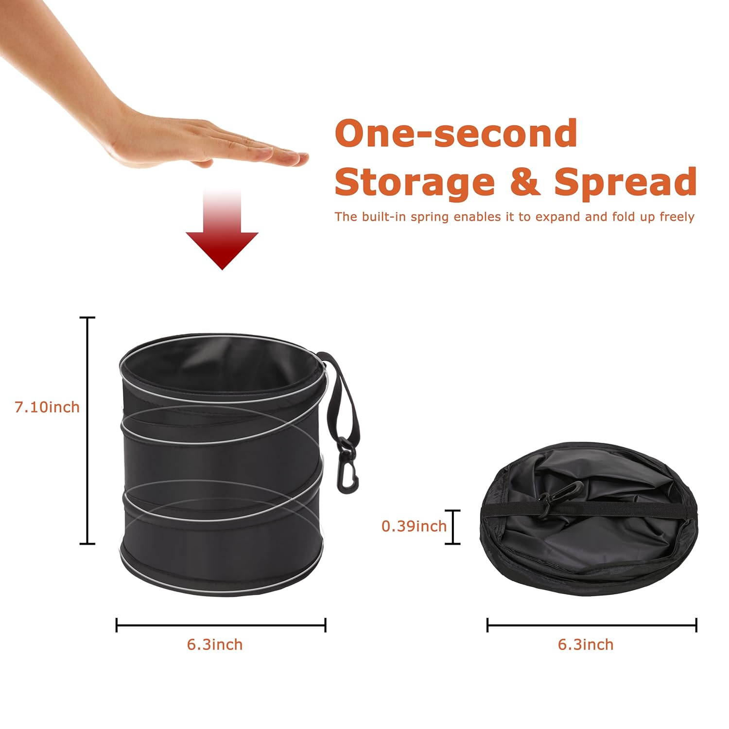 Ginsco 2Packs 1 Gallon New Leakproof Car Trash Can, Mini Trash Can Pop-up Collapsible Hanging Car Trash Bin with Hook and Loop, Waterproof PEVA Liner Open-Top Garbage Can for Cars Home Office