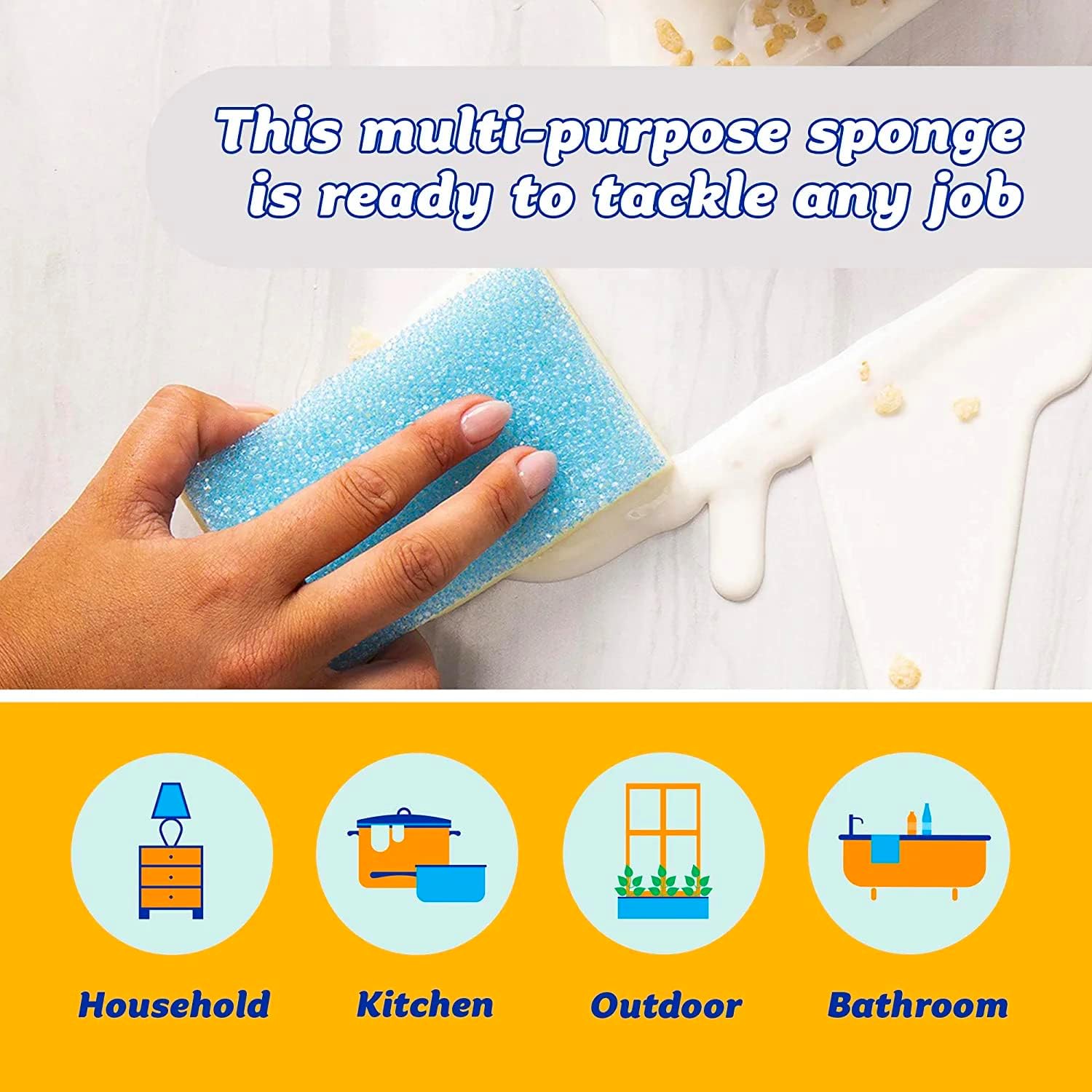 Scrub Daddy Sponge Daddy - Scratch-Free Multipurpose Kitchen & Dish Sponge - BPA Free & Made with Polymer Foam - Stain & Odor Resistant (4 Count)