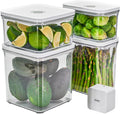 VAKUEN Premium Airtight Food Storage Containers & Vacuum Sealer Machine Starter Set, 4-piece Container with Sealer, 100% Leak Proof,Keep food fresh up to 5 times longer than non-vacuum strorage.