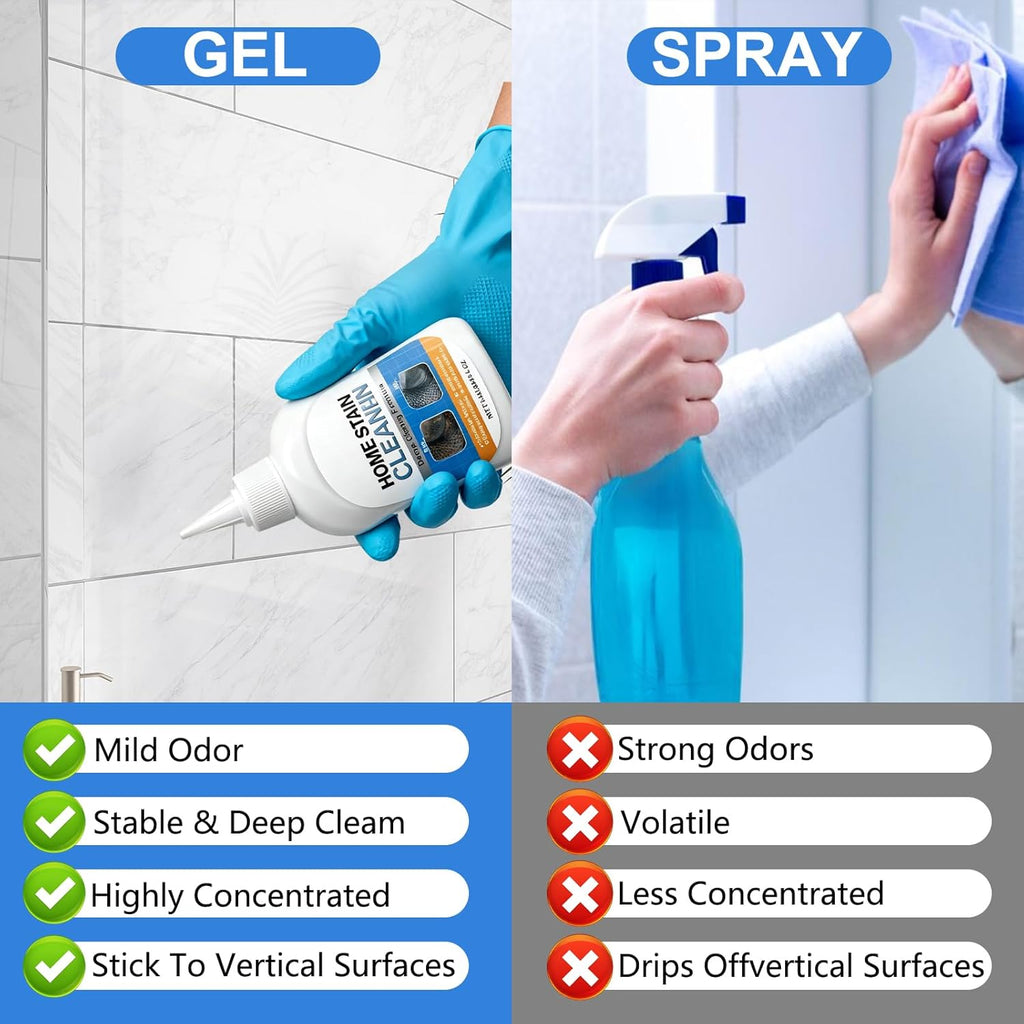 Home Stain Cleaner Gel, Washing Machine Cleaner with Brush, Deep Cleaning All-Purpose Gel for Washing Machine, Refrigerator Strips, Household Shower, Kitchen Sinks, Walls, Tiles, Bathrooms (100 ML)