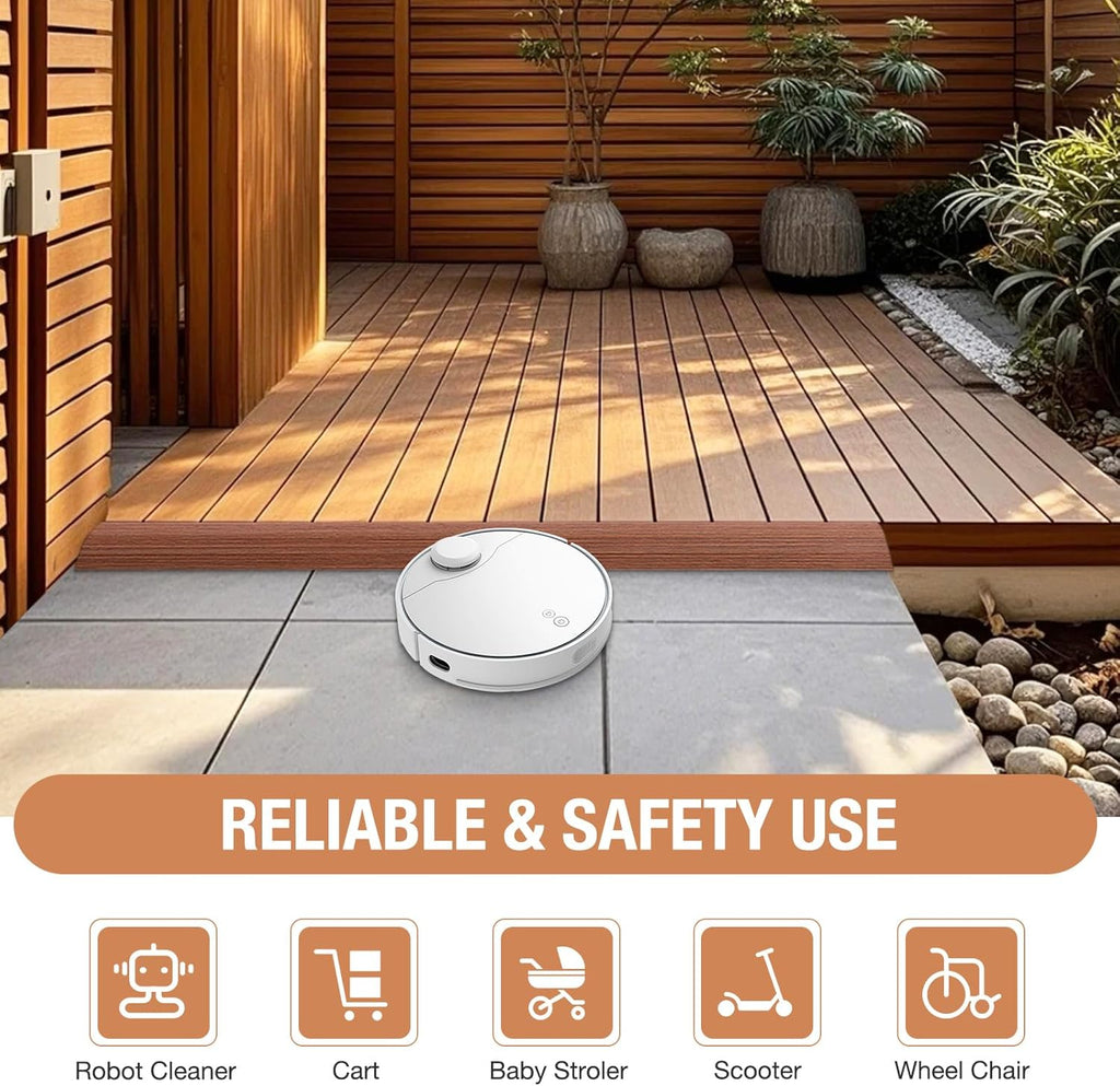Floor Transition Strip Self Adhesive Vinyl Door Threshold for Doorways Carpet Edging Trim Overlap Edge Reducer for Laminate Floor, Carpet, Tile (Light Brown Wood Grain, 1/5" to 2/5", 6.6Ft)