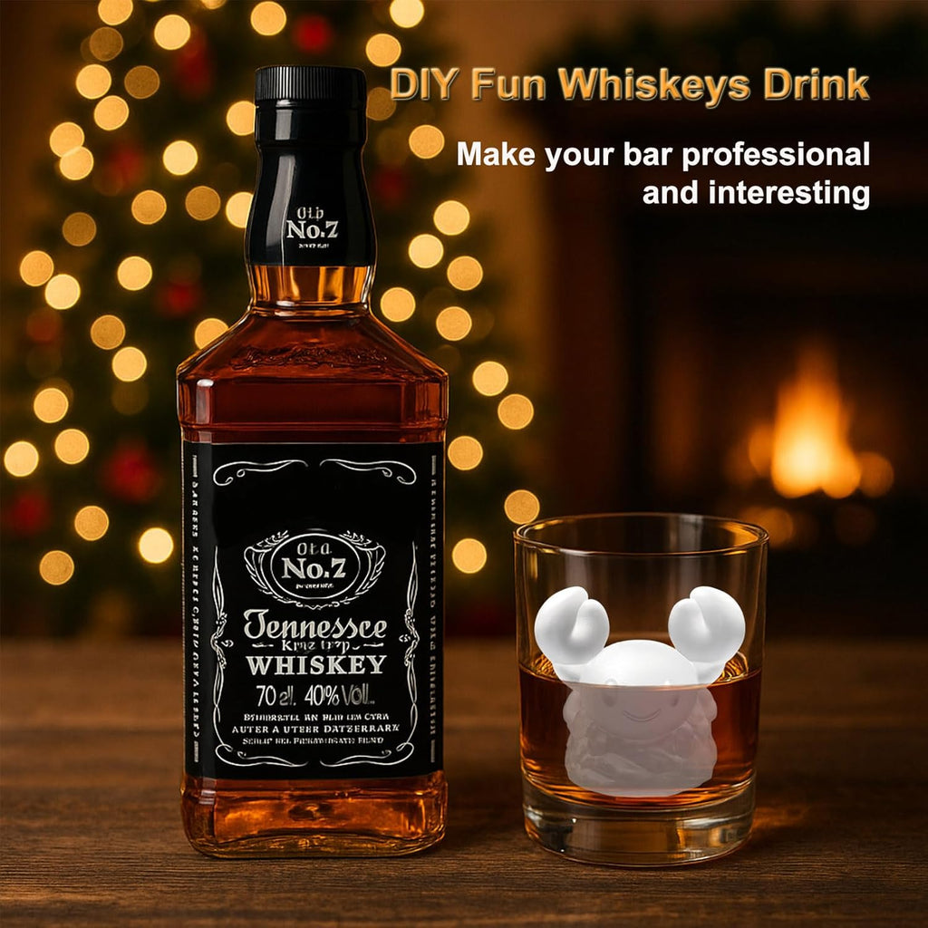 3D Crab Ice Cube Silicone Molds Tray for Whiskey, Cocktail, Drink Decor, Bar; Rich Details. Cute Crabs Gifts for Women Kids Girls Boys, Fun Animal Seafood Shape Soap Epoxy Resign Mold; 2 Pack