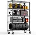 5-Shelf Storage Shelves,Wire Shelving Heavy Duty Metal Storage Shelving Unit Adjustable Garage Shelving Rack Pantry Kitchen (Black, 5 Tier,17.7" D x 47.2" W x 76.7" H)