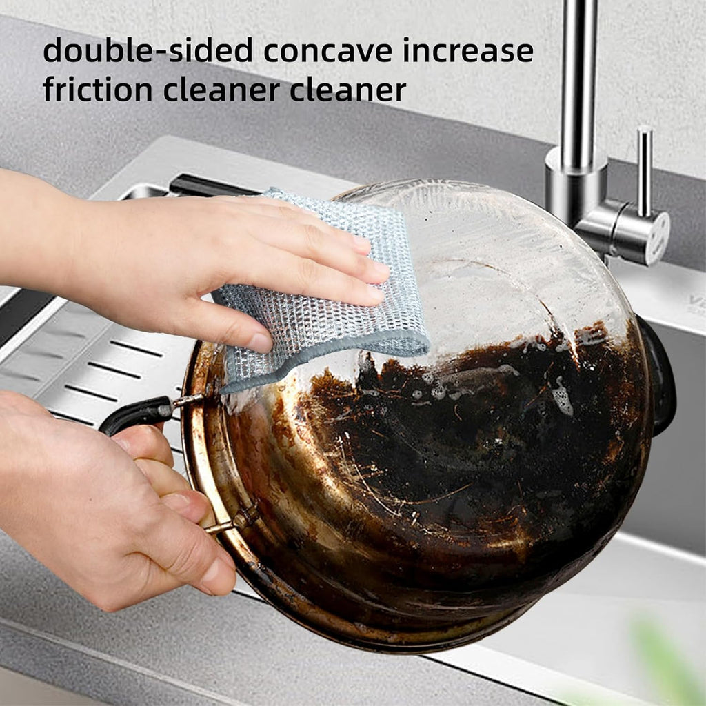 5Pcs Non Scratch Wire Dishcloth, Multipurpose Wire Dishwashing Rags, Steel Metal Wire Cloth Mesh Miracle Cleaning Cloths for Kitchen, Dishes