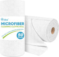 AIDEA Microfiber Cleaning Cloth Roll, White 50PK, Tear Away Reusable Paper Towels, Commercial Shop Rags, Microfiber Towels for Cars, Lint Free Rags for House, Kitchen, Automotive, 11.5"×11.5"