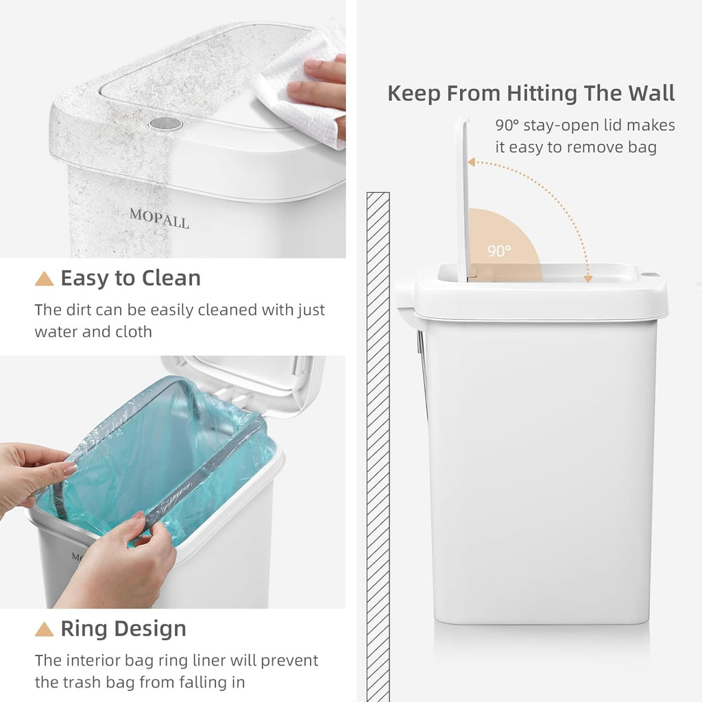 MOPALL Trash Can with Lid, Garbage Can with Press Top & Foot Pedal, Kitchen Step Trash Can, Slim Trash Bin Plastic Garbage Bin Waste Basket for Bathroom|Kitchen|Bedroom|Living Room|Office, 4.4 Gallon