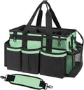 Wearable Cleaning Caddy, Cleaning Caddy Supplies Organizer with Handle & Shoulder Straps for Housekeepers, Under Sink & Car Cleaning Tool Organizers Bag with 4 Foldable Divider (MintGreen)