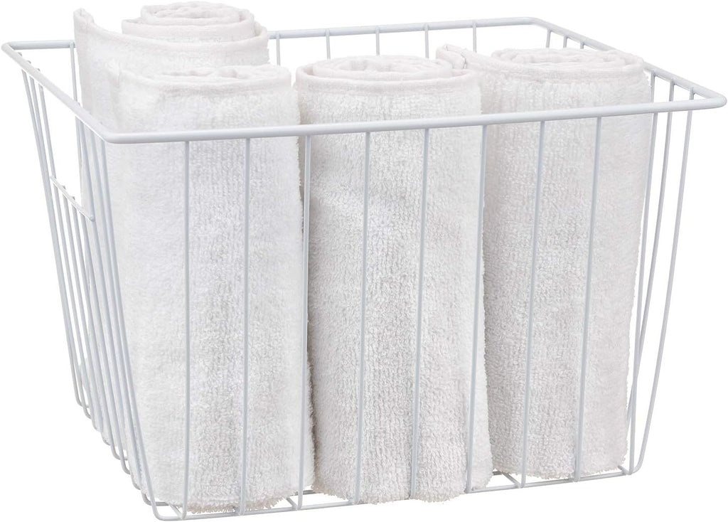 Upright Freezer Organizer Bins， Freezer Baskets for 14, 15 cu.ft Standup Freezer, Wire Storage Bins with Built-in Handles for Frozen Foods, Snacks, Vegetables, Fruits and More, 3Pcs , White