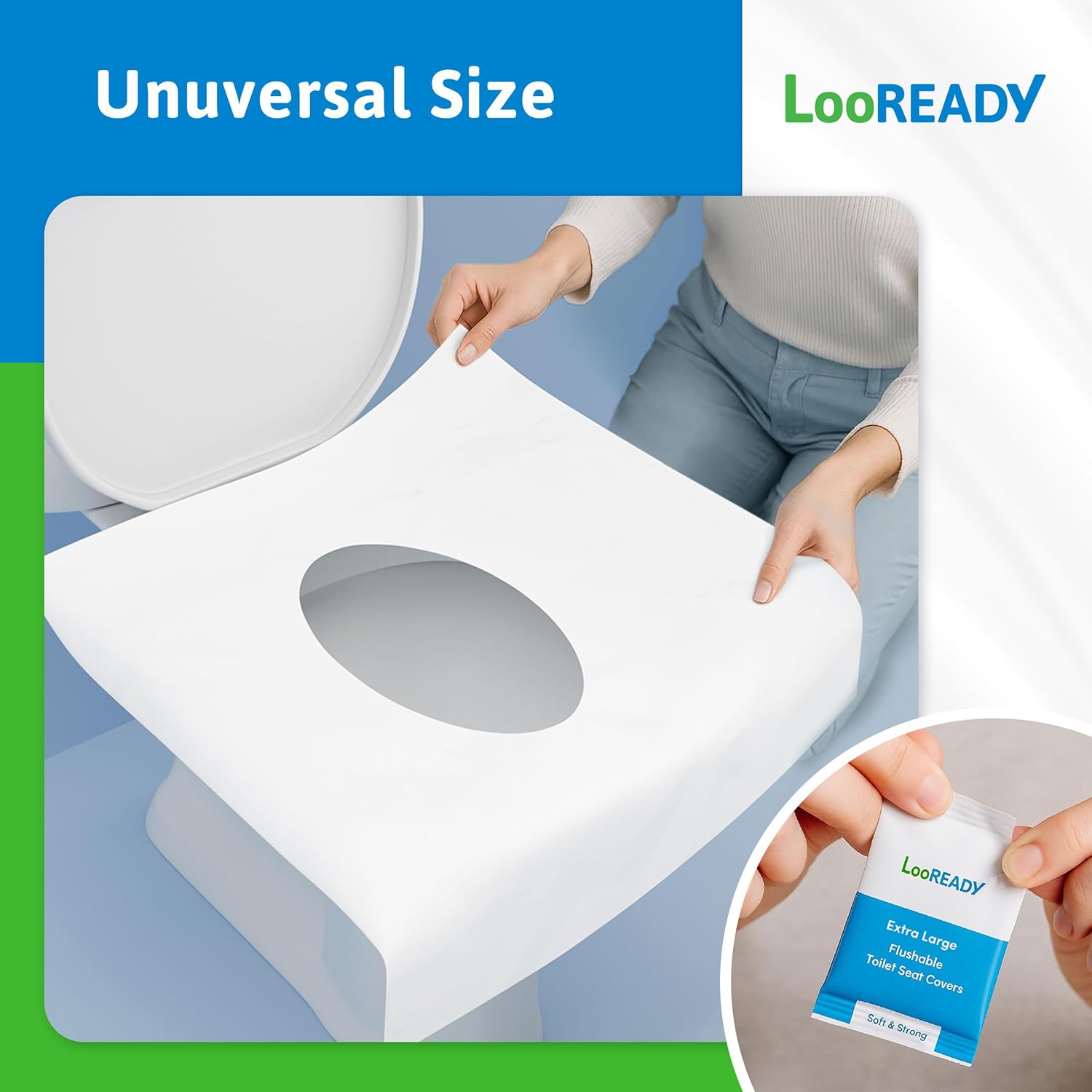 Individually Wrapped Toilet Seat Covers Disposable Flushable - Deluxe Premium Quality Travel Essential - Extra Thick and Large - Sample Size 5 pack