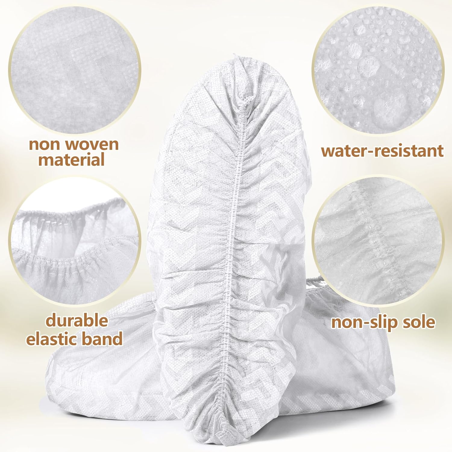 Zhanmai 300 Pack Disposable Shoe Covers Non Slip Disposable Large Foot Booties Shoe Covers for Indoors Contractors Floor and Carpet Protectors, One Size Fits Most(White)