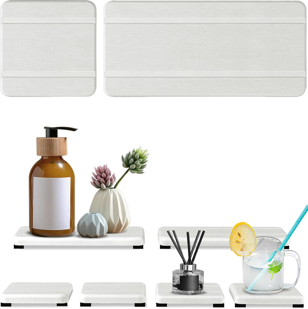 Set of 6 Water Absorbing Stone Tray for Sink, Stones Soap Trays for Kitchen Sink, Stone Drying Tray for Bathroom Counter, Diatomite Soap Dish, Water Absorbent Coasters