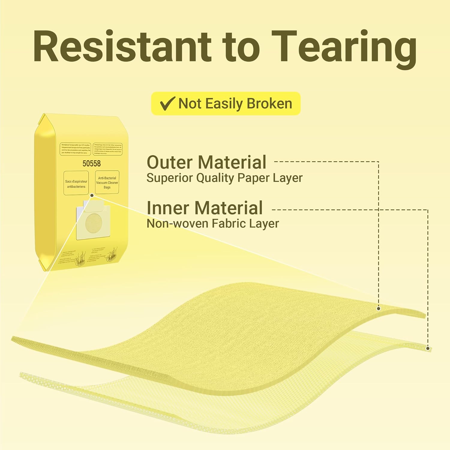 50558 Vacuum Cleaner Bags Replacement for Kenmore Canister Type C/Q 5055, 50555, 50557, 50558 and Pana·sonic Type C-5, C-18, 200 Series, 400 Series, 600 Series, 800 Seires Vacuum - 30 Pack