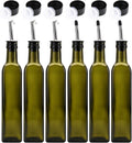 Kingrol 6 Pack 8 oz Glass Olive Oil Dispenser Bottles, Oil and Vinegar Cruets with Stainless Steel Pourer Spouts, Non-Drip Oil Bottles for Kitchen