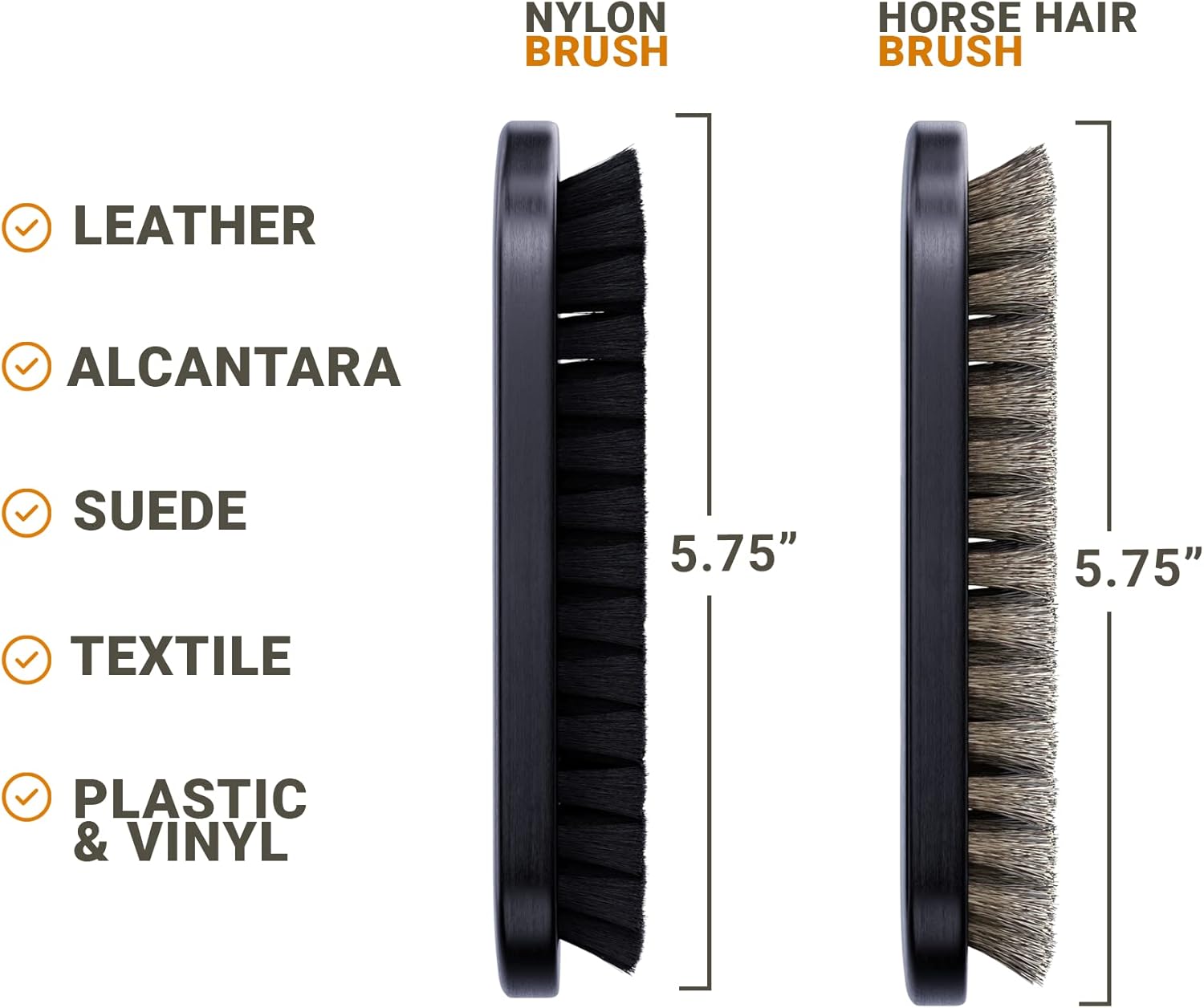 Premium Horse Hair Leather Brushes Set for Car Detailing, Furniture & Upholstery - Professional Horsehair Cleaning Brush for Couch, Car Seats, Alcantara & Interior Surfaces