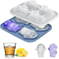 Silicone Ice Cube Tray,Astronaut 3D Large Ice Cube Molds for Whiskey,Cocktails,Wine,Juice and Bourbon,4 Big Cute Animal Ice Trays for Freezer with Lid Easy-Release BPA Free(Astronaut)