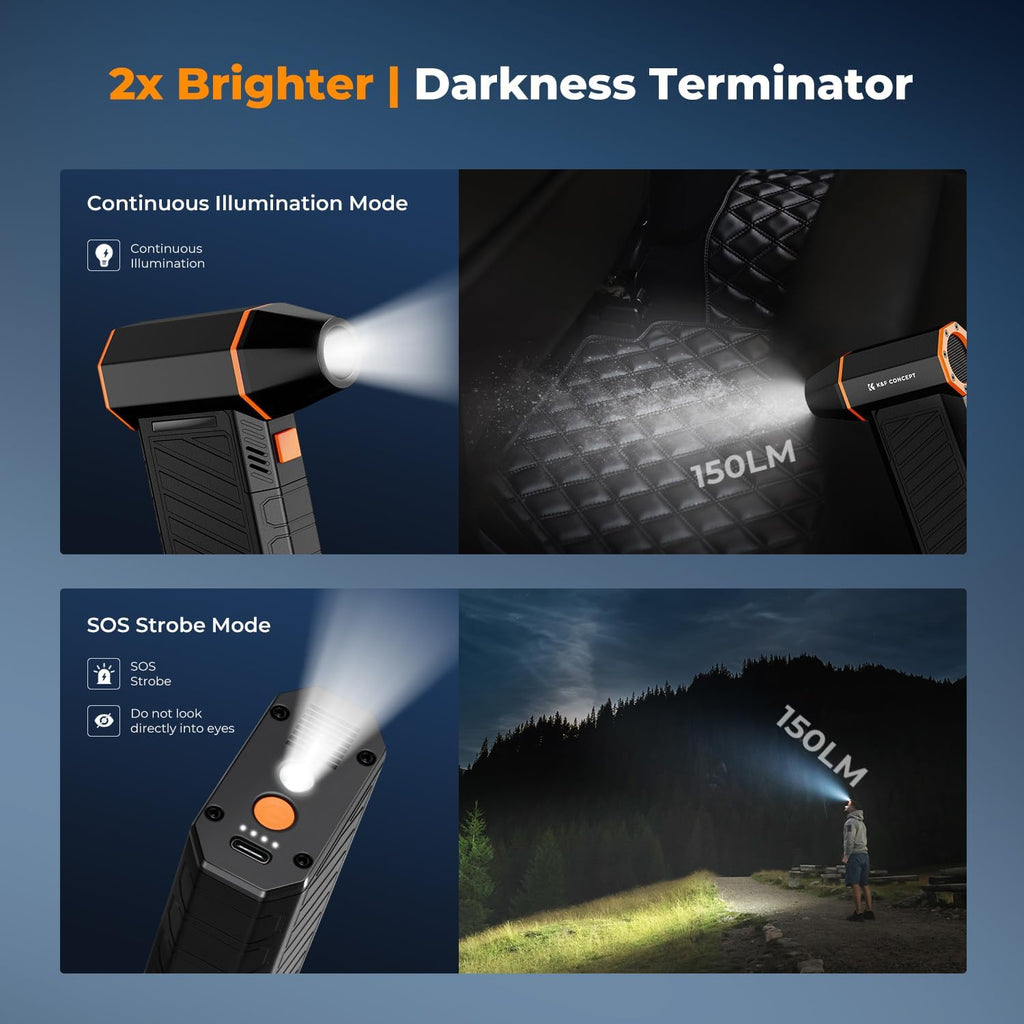 K&F Concept 2-in-1 Magnetic Compressed Air Duster, Electric Air Duster|300000RPM Vacuum Cleaner|3 Gear|Super Wind Power|Rechargeable Brushless Motor|for Computer, Keyboard, Car, Home,Outdoor Cleaning