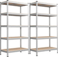 SONGMICS 5-Tier Storage Shelves, Load 2310 lb, Set of 2 Garage Storage, Boltless Assembly, Adjustable Shelving Unit, 17.7 x 35.4 x 70.9 Inches, for Study Shed Basement, Silver UGLR450E02