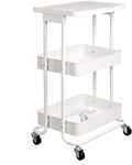 Amazon Basics 2-Tier Metal Kitchen/Utility Cart with Shelf, White
