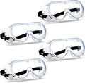 Super More 4PCS Anti-Fog Protective Safety Goggles Clear Lens Wide-Vision Adjustable Chemical Splash Eye Protection Soft Lightweight Eyewear