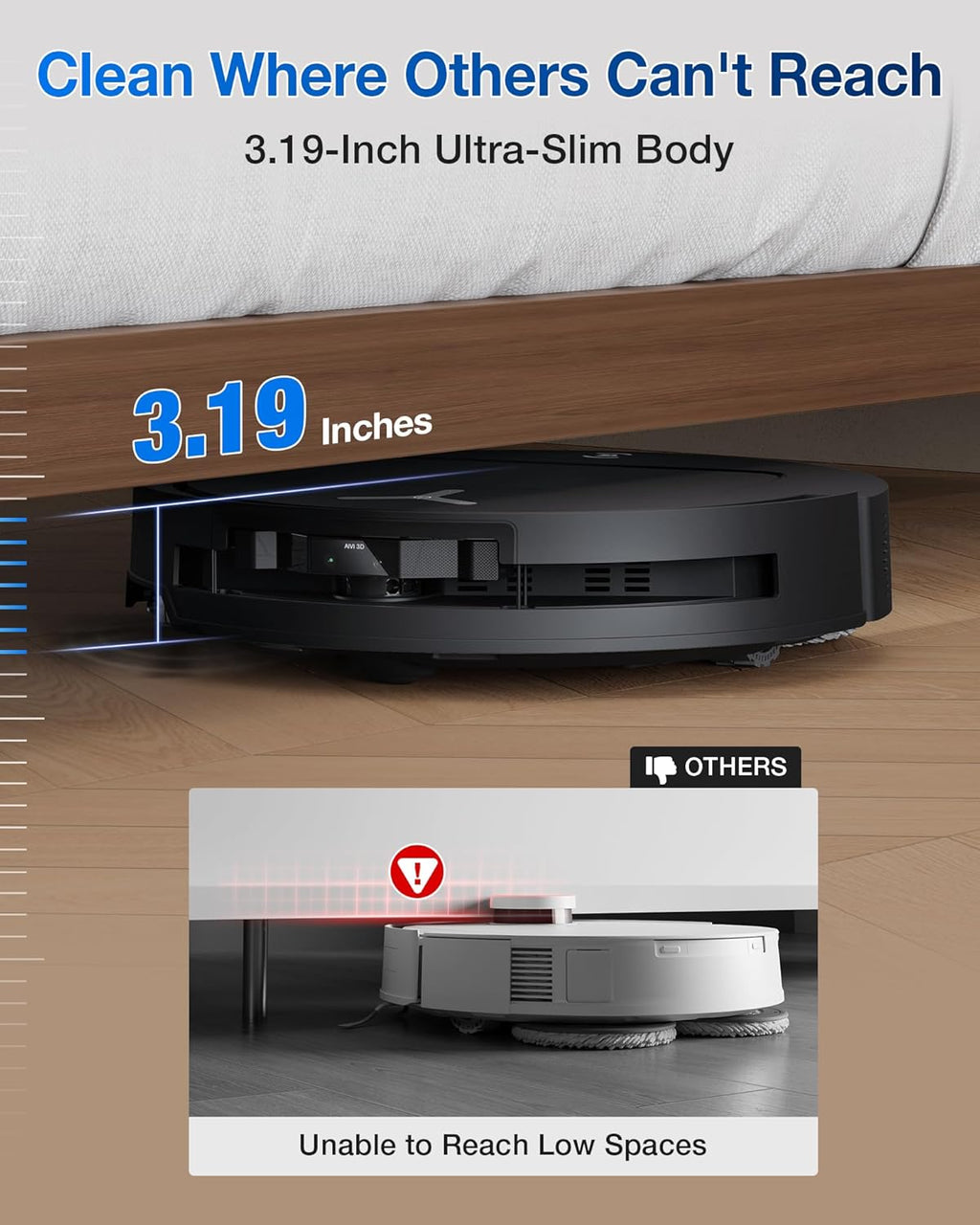 ECOVACS DEEBOT T50 PRO Omni Robot Vacuum and Mop, 3.19” Ultra-Slim, 15,000Pa Suction, ZeroTangle 2.0, TruEdge 2.0, AIVI 3D Obstacle Avoidance, Auto Mop Wash & Dry, Self-Emptying, Ideal for Pet Hair