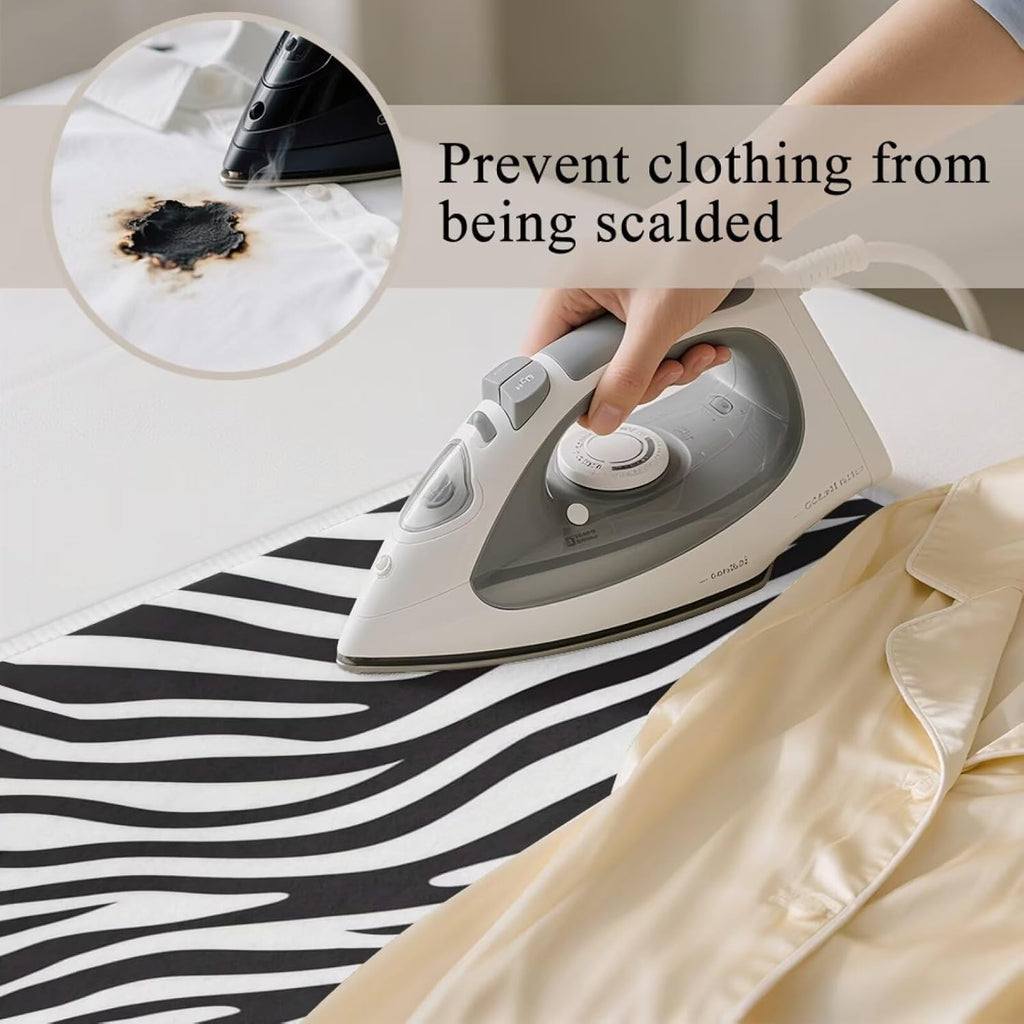 Zebra Print Ironing Mat Portable Iron Pad Magnetic Cover and Padding for Top of Washer, Dryer, Tabletop, Countertop,Travel Small Size Ironing Pads 32 x 16 Inch