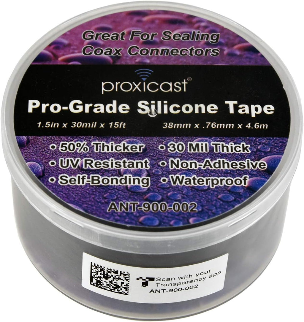 Proxicast Pro-Grade Extra Strong 30mil Weatherproof Self-Fusing Silicone Rubber Sealing Tape For Outdoor Antenna Coax & Electrical Cables, Hose/Pipe Leaks & Emergency Repairs (1.5" x 15' roll) - Green